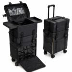 2 in 1 Big Leather Trolley Makeup Box
